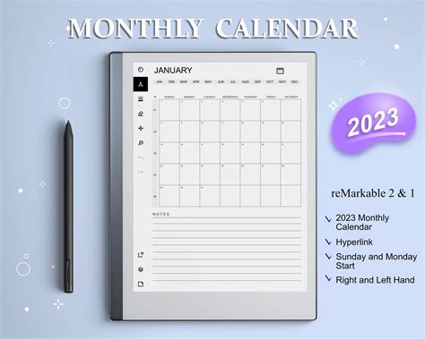 Remarkable 2 Calendar Templates